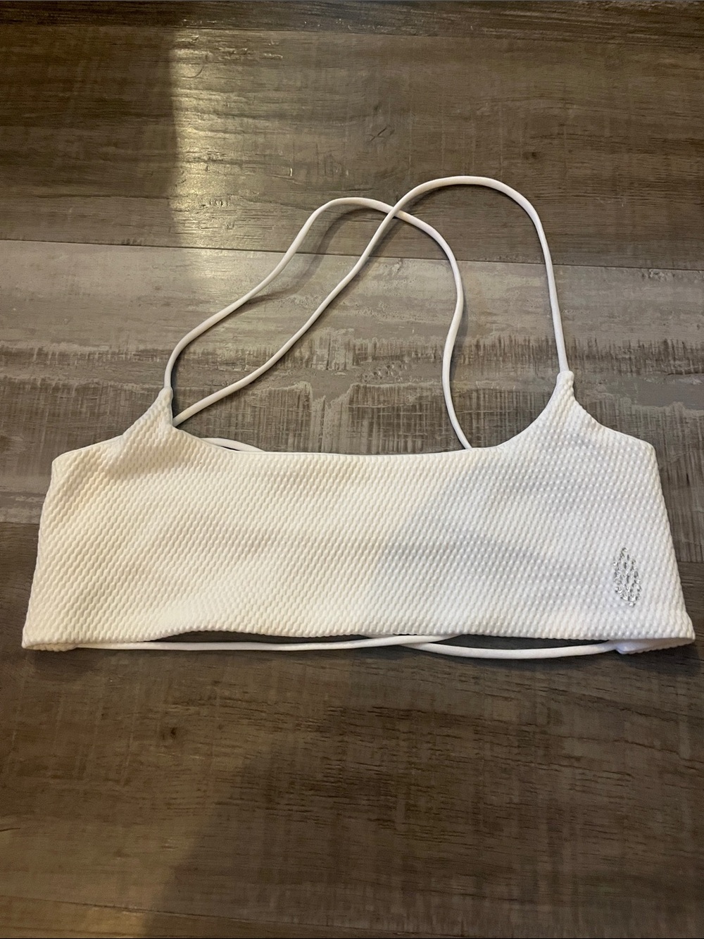 FP Movement by Free People White Ribbed Bandeau Bralette with Double Straps